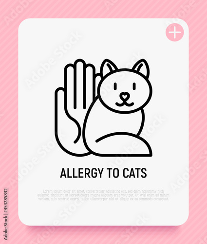 Allergy to cat thin line icon. Modern vector illustration.