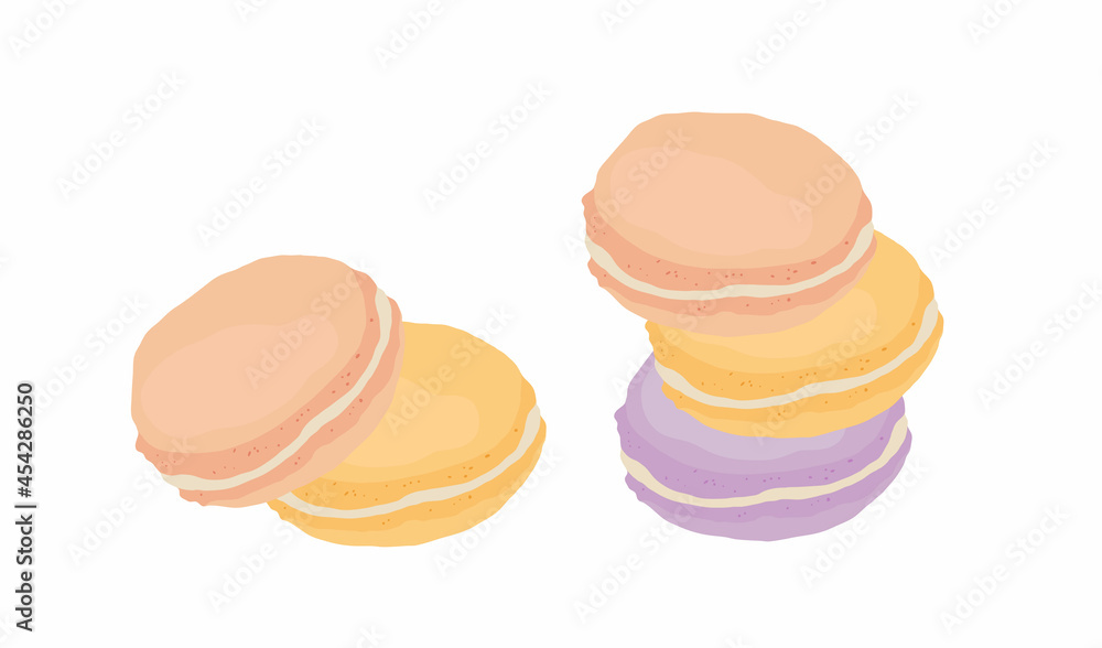 Macaroons made from almond flour. Vector logo illustration on a white background. Macaroons made from almond flour. Vector logo illustration on a white background.