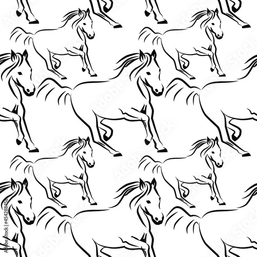 Vector pattern galloping horses. For printing on fabric.