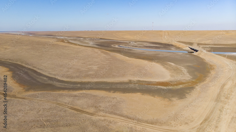 dry river and bridge in Kalmykia dry river and bridge in Kalmykia