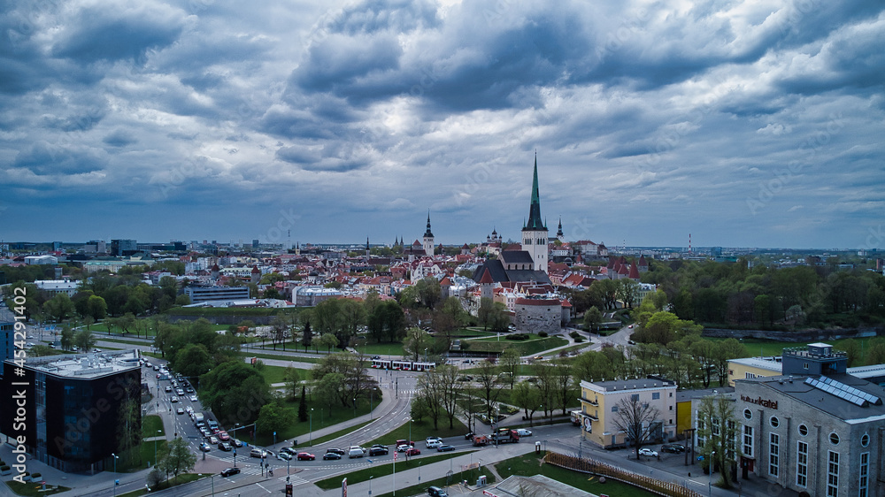 Aerial view of city Tallinn Estonia 