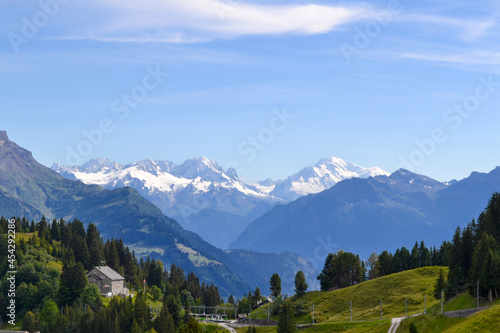 Swiss mountains in the summer. Swiss Alps panoramic view