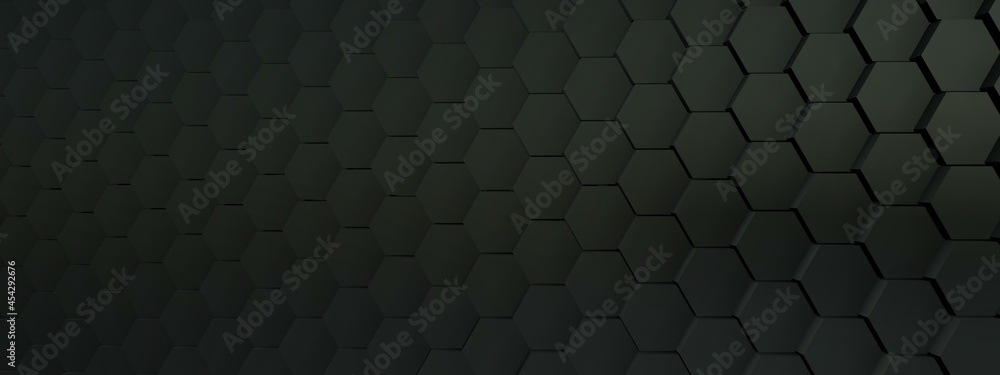 Wide Extra-Dark Hexagon Background (Website Header) 3D Illustration Wide Extra-Dark Hexagon Background (Website Header) 3D Illustration