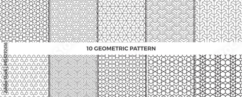 Set of Geometric patterns. Abstract geometric hexagonal graphic design cubes pattern. Geometric cubes pattern