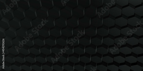 Wide Extra-Dark Hexagon Background (Website Header) 3D Illustration © totoa.grafie