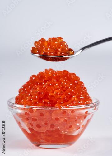 Red salmon roe isolated on white