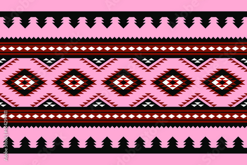 Geometric ethnic oriental seamless pattern traditional Design for background,carpet,wallpaper.clothing,wrapping,Batik fabric,Vector illustration.embroidery style - Sadu, sadou, sadow or sado
