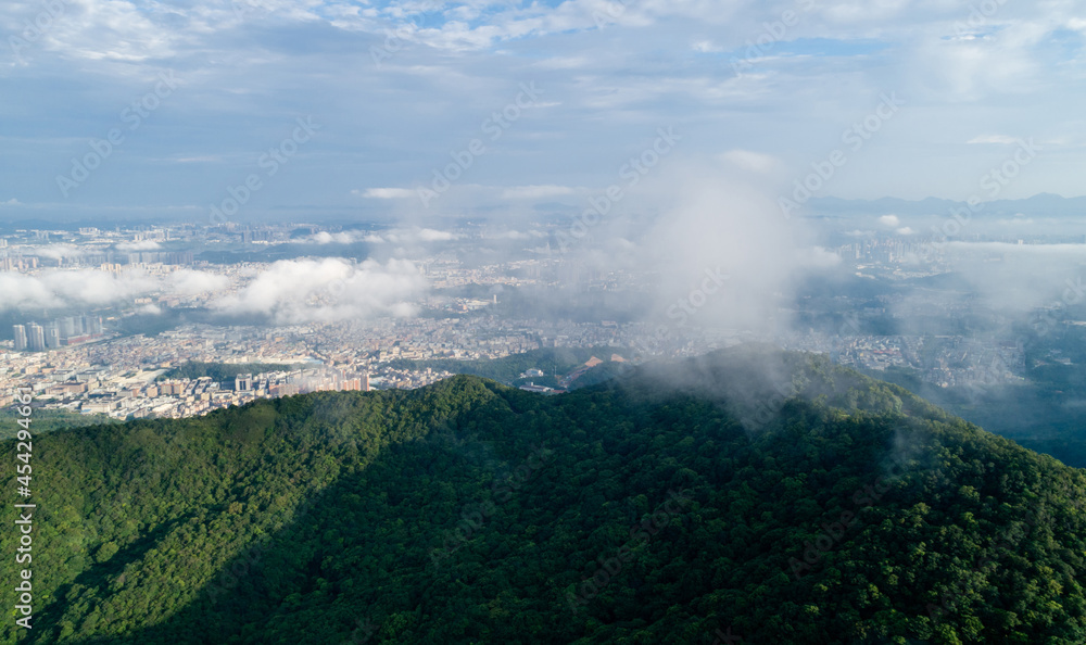 Fototapeta premium Aerial view of mountain landscape in Shenzhen city,China
