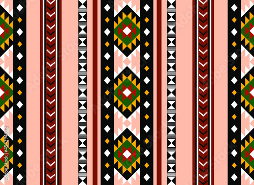 Geometric ethnic oriental seamless pattern traditional Design for background,carpet,wallpaper.clothing,wrapping,Batik fabric,Vector illustration.embroidery style - Sadu, sadou, sadow or sado