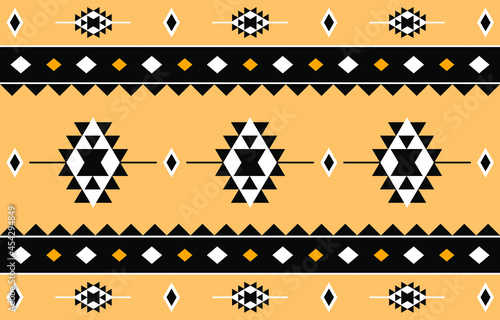 Geometric ethnic oriental seamless pattern traditional Design for background,carpet,wallpaper.clothing,wrapping,Batik fabric,Vector illustration.embroidery style - Sadu, sadou, sadow or sado