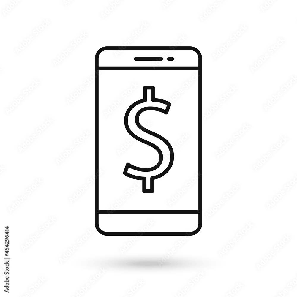 Mobile phone flat design icon with dollar sign. Mobile phone flat design icon with dollar sign.