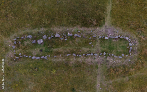 Ruins of an ancient medieval church near King Björn's Mounds in Uppsala, Sweden photo