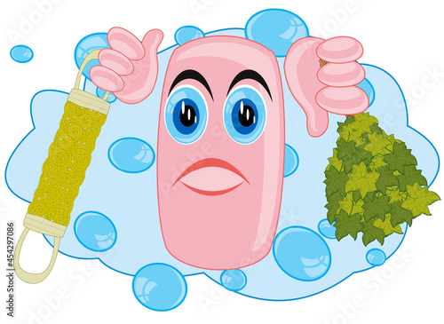 Soap cartoon on white background is insulated