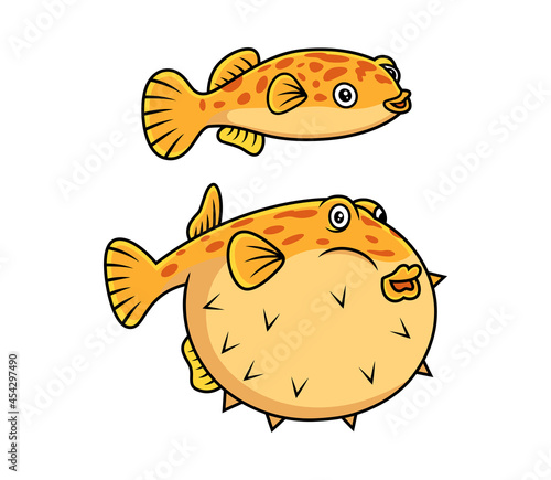 cute puffer fish cartoon