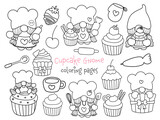 Baker gnomes elements coloring pages, cupcake gnome coloring pages
