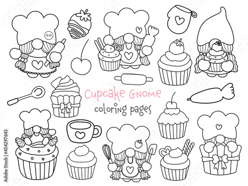 Baker gnomes elements coloring pages  cupcake gnome coloring pages