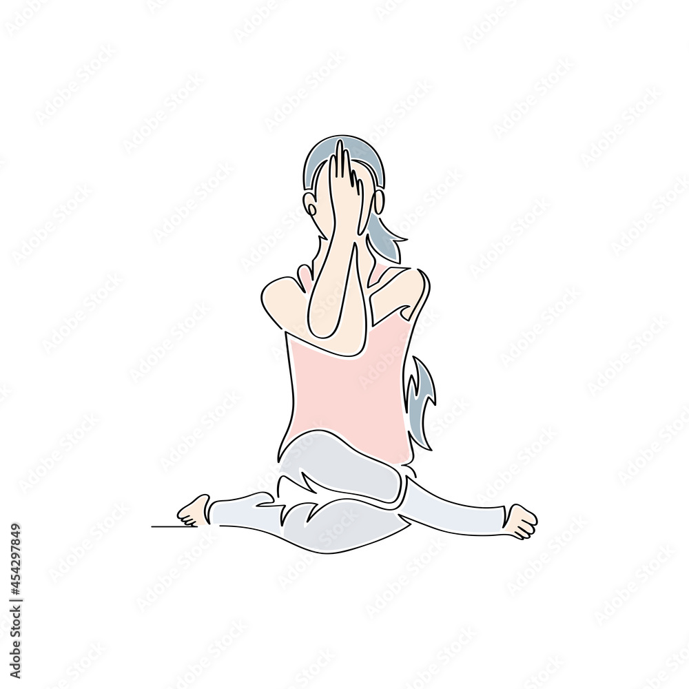 continuous line drawing of woman doing yoga exercises continuous line drawing of woman doing yoga exercises