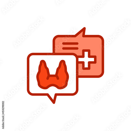 Consultation with doctor endocrinologist line icon. Isolated vector element.