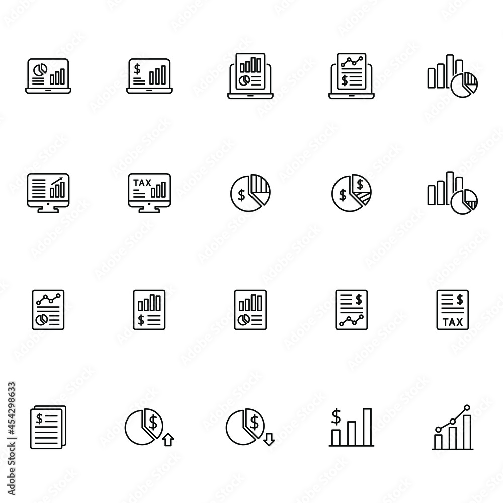 Business report icons set vector graphic Business report icons set vector graphic