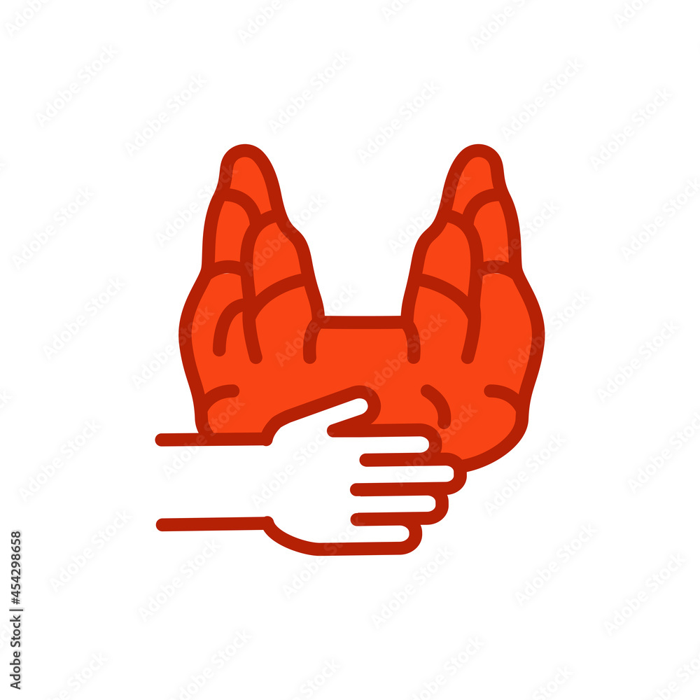 Obraz premium Examination thyroid gland line icon. Isolated vector element.