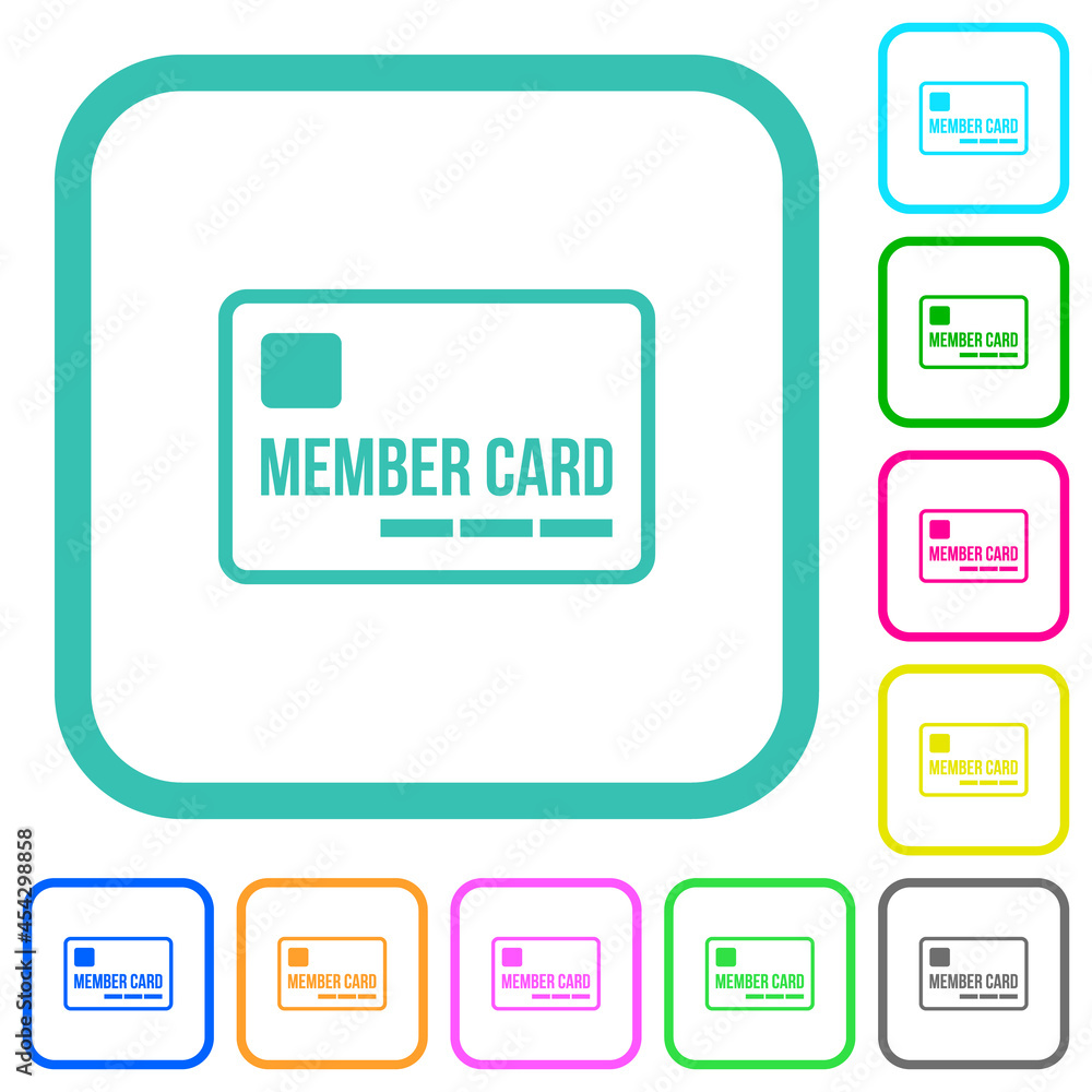 Member card outline vivid colored flat icons Member card outline vivid colored flat icons