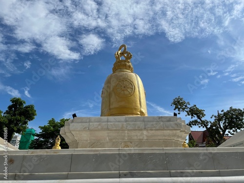 Beautiful pagoda in famous temple, Wat Rakhang Khositaram Woramahawiharn near Chao Phraya River, Bangkok, Thailand photo