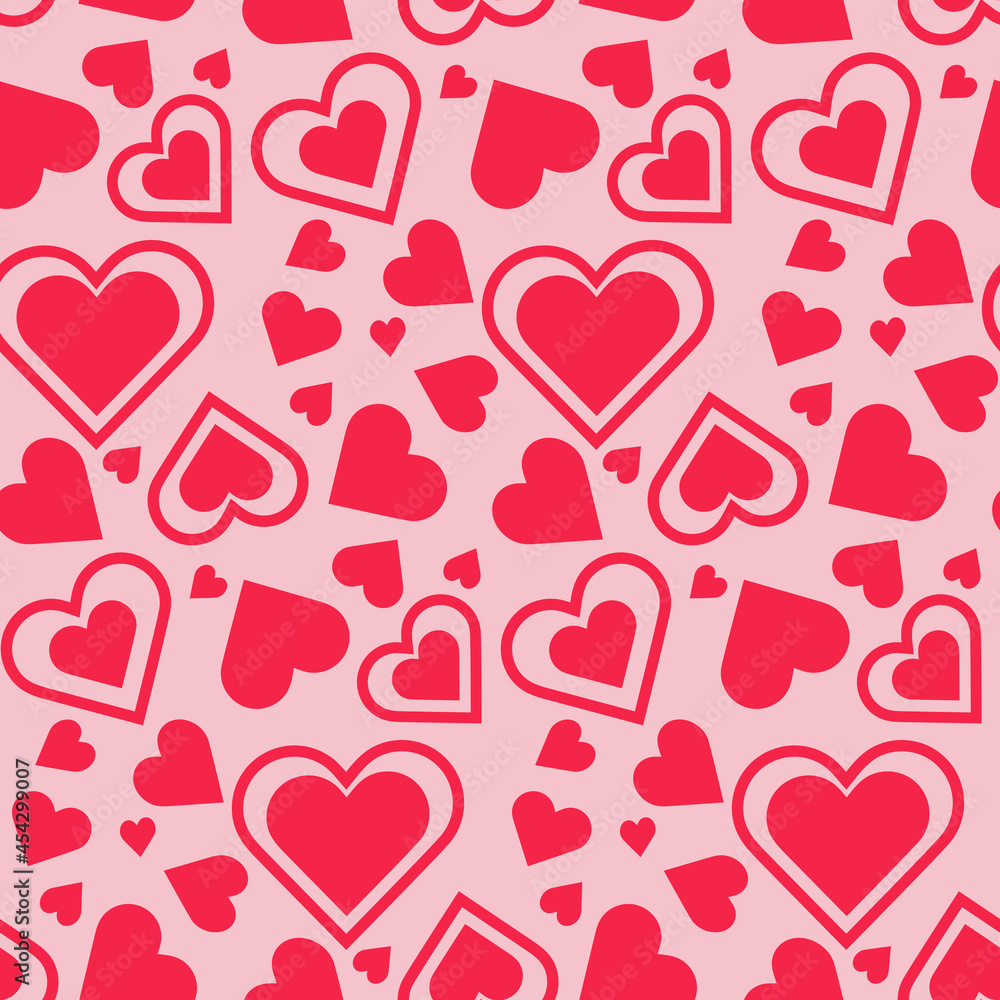 Heart seamless pattern. Design for fabric, textile print, wrapping paper, cover, web, print, textile design, website background. Repeating pattern, red heart shape love romance Heart seamless pattern. Design for fabric, textile print, wrapping paper, cover, web, print, textile design, website background. Repeating pattern, red heart shape love romance