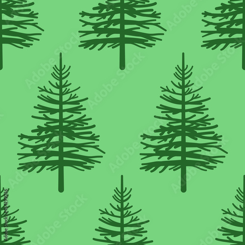Christmas tree conifer seamless pattern. Design for fabric  wrapping paper  textile  natural floral background