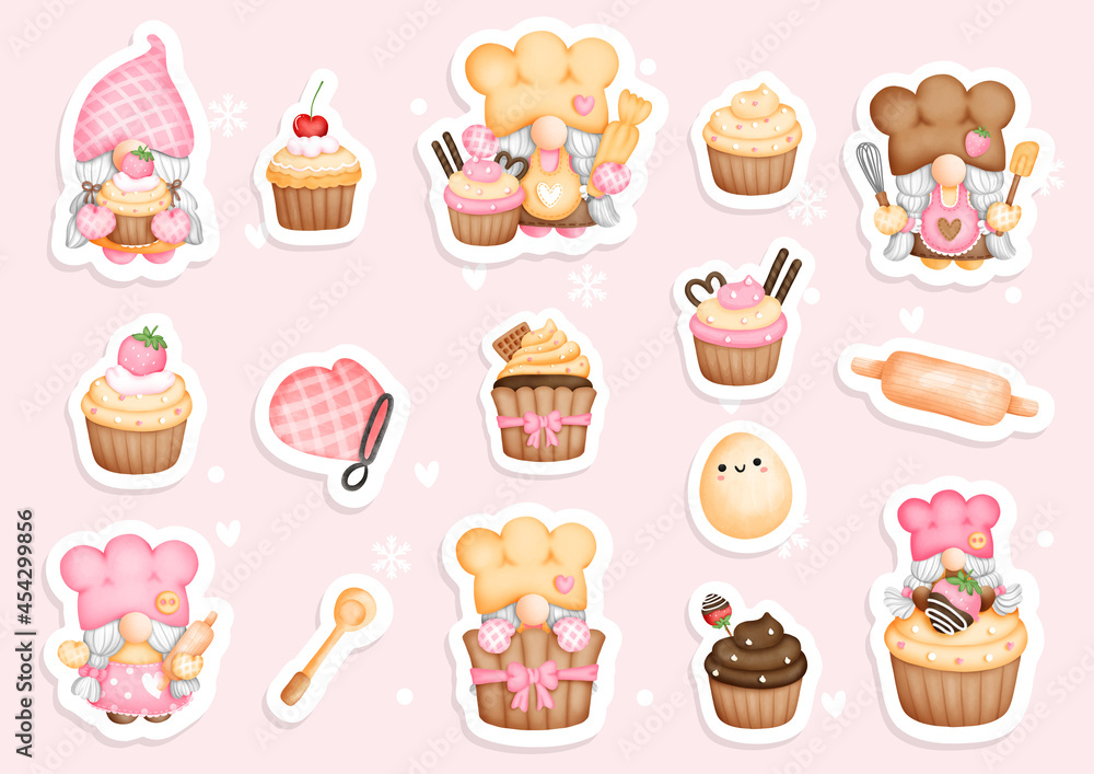 Cupcake gnome sticker, Baker gnome planner and scrapbook. Cupcake gnome sticker, Baker gnome planner and scrapbook.