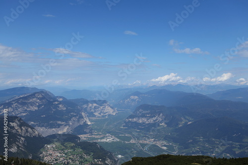 The beautiful Adige valley seen from the Paganella peak in Trentino Alto Adige, Italy.