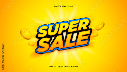 3D Super Sale with yellow and blue color theme.