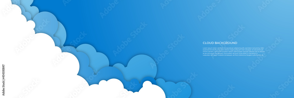 Blue cloud banner background - obrazy, fototapety, plakaty 