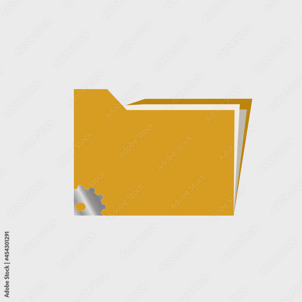 open folder icon. Folder with documents on white background, vector