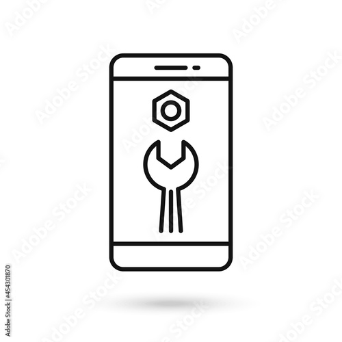 Mobile phone flat design with technical support icon