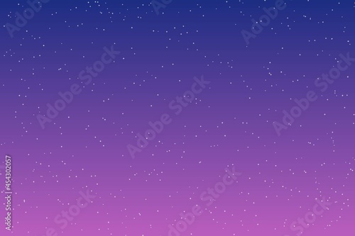 Sky and stars background. Blue and purple space background. The twinkling sky. Vector background.