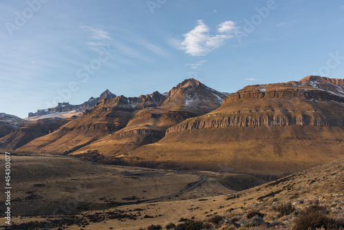 Chile's natural scenery, world-famous mountain peaks, travel in Torres del Paine National Park, Chile, South America. Autumn theme.