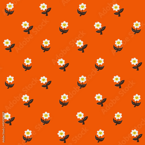 Cute Hand Drawn Flower Character Seamless Pattern - Amazing hand drawn vector floral pattern suitable for background fabric pattern, design asset, wrapping paper, wallpaper and illustration in general