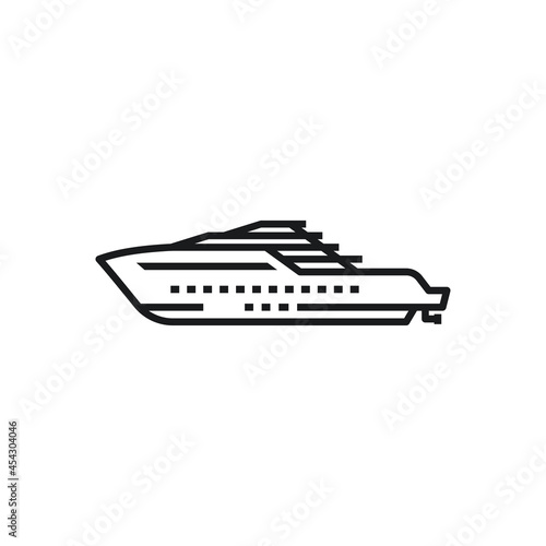 yacht sailing vector outline style, line icon isolated
