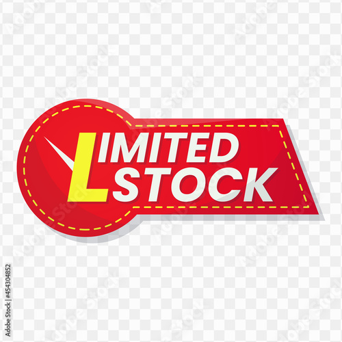 Limited Stock banner design, red and yellow color, Vector Illustration with transparent background.