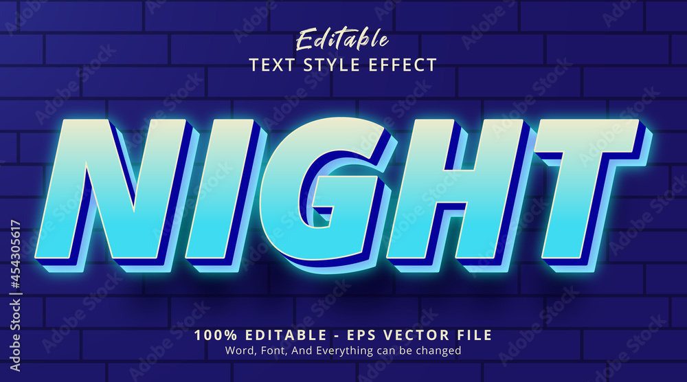 Night neon blue color aura text effect, editable text effect