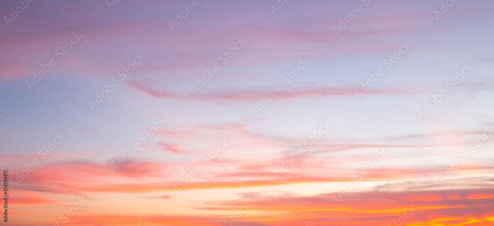 Colorful of the clouds and the sky at sunset, in twilight