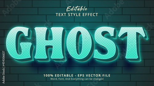 Ghost text on green color aura text effect, editable text effect