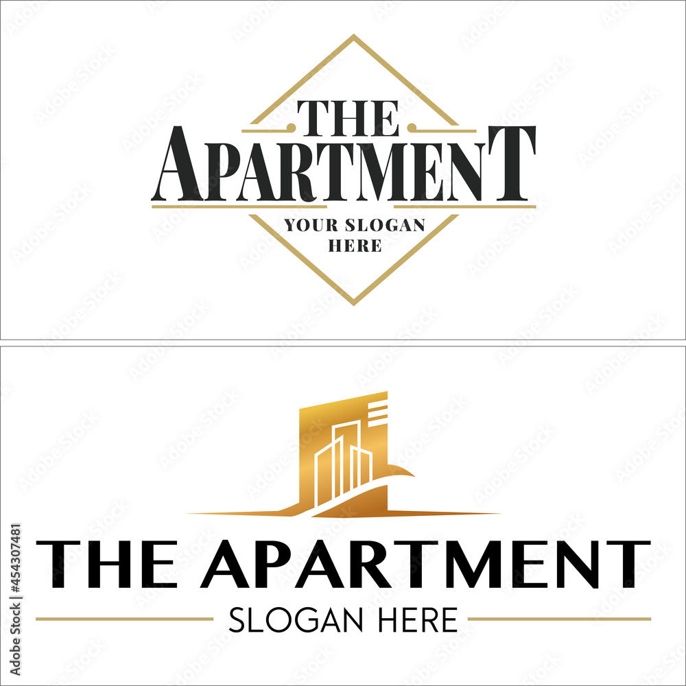Luxury real estate apartment building logo design
