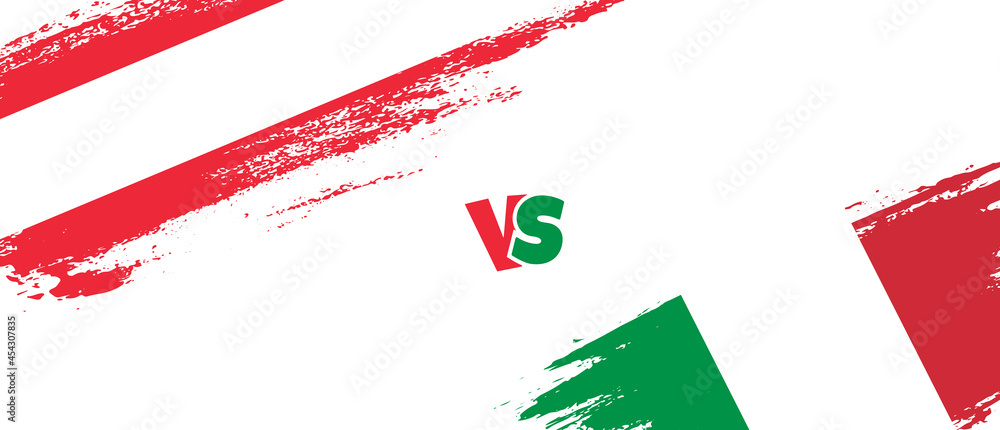 Obraz premium Creative Austria vs Italy brush flag illustration. Artistic brush style two country flags relationship background