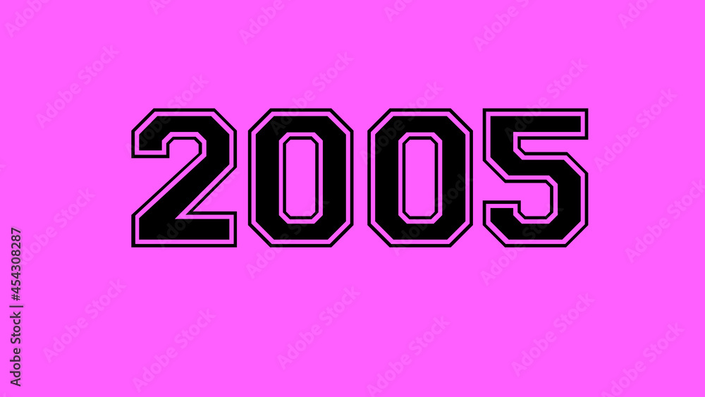 2005 number black lettering pink rose background
