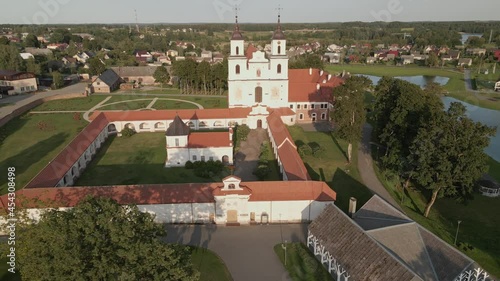 Aerial view of Tytuvenai monastery, baroque architecture in western Lithuania, Kelme district photo