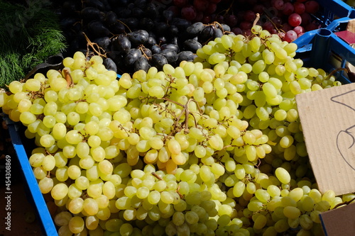 bunches of green grapes in the bazaar
