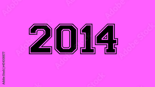 2014 number black lettering pink rose background