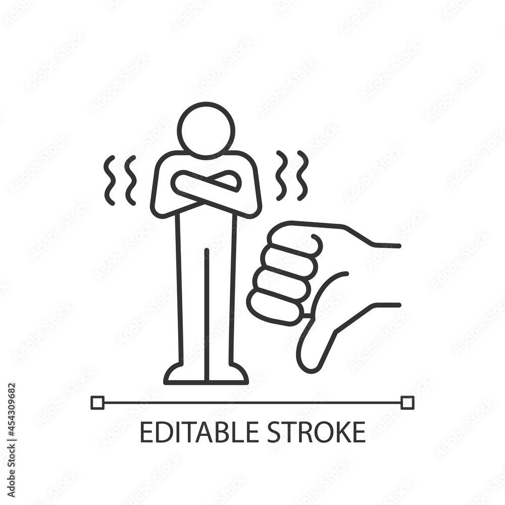 Obraz premium Criticism linear icon. Constructive criticism motivates. Force that encourages to do something. Thin line customizable illustration. Contour symbol. Vector isolated outline drawing. Editable stroke