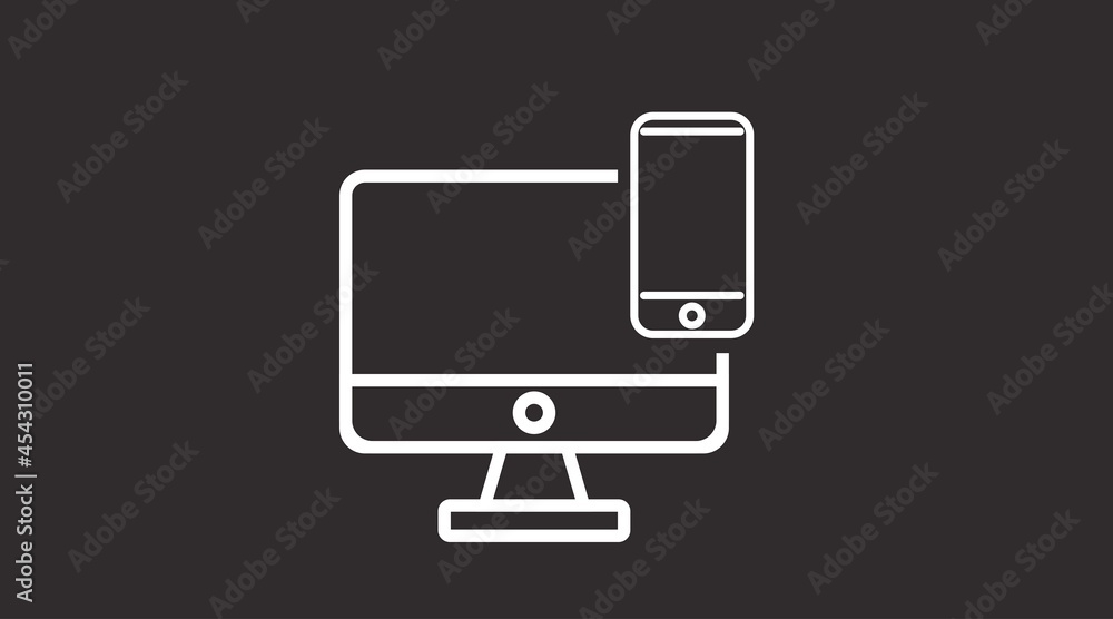Computer and smartphone icon. vector isolated black and white editable illustration Computer and smartphone icon. vector isolated black and white editable illustration